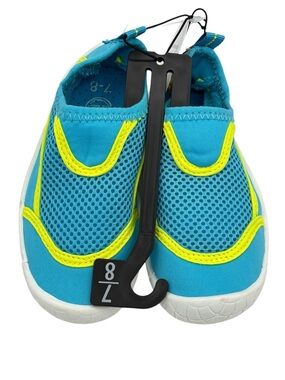 Wonder Nation Toddler Water Shoes Teal Neon Yellow Size 7-8 NWT